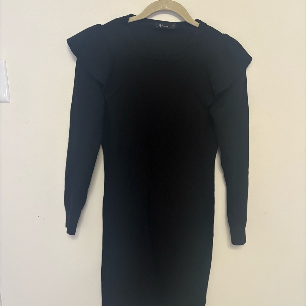 Reitmans Elegant Black Sweater butterfly shoulder minimalist classic cozy size S
